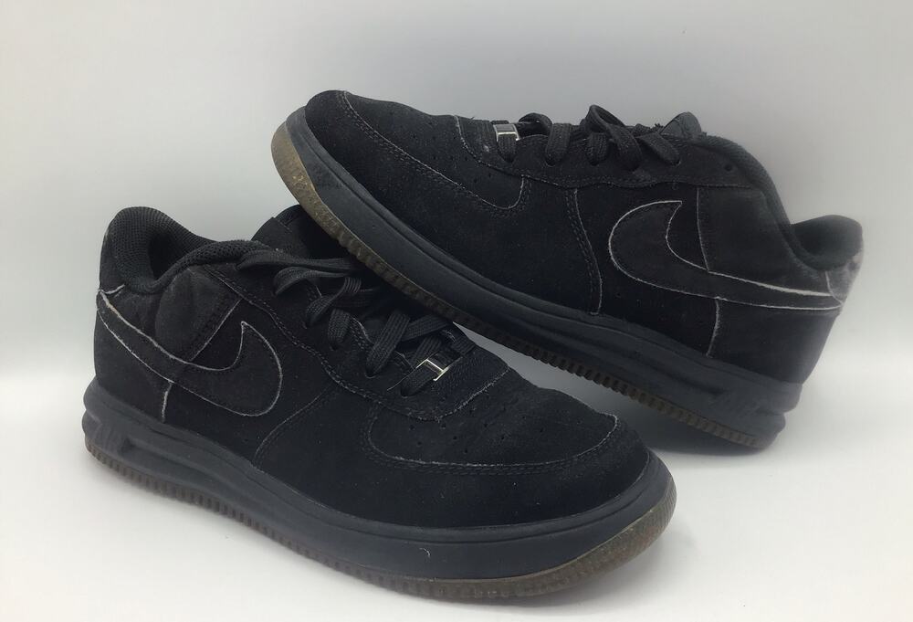 Nike Lunar Force 1 Duckboot Low Black Suede Gum Sole Sneakers Youth Size 7Y